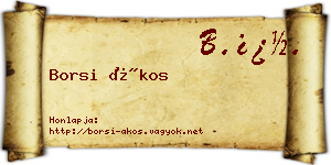 Borsi Ákos névjegykártya