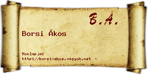 Borsi Ákos névjegykártya